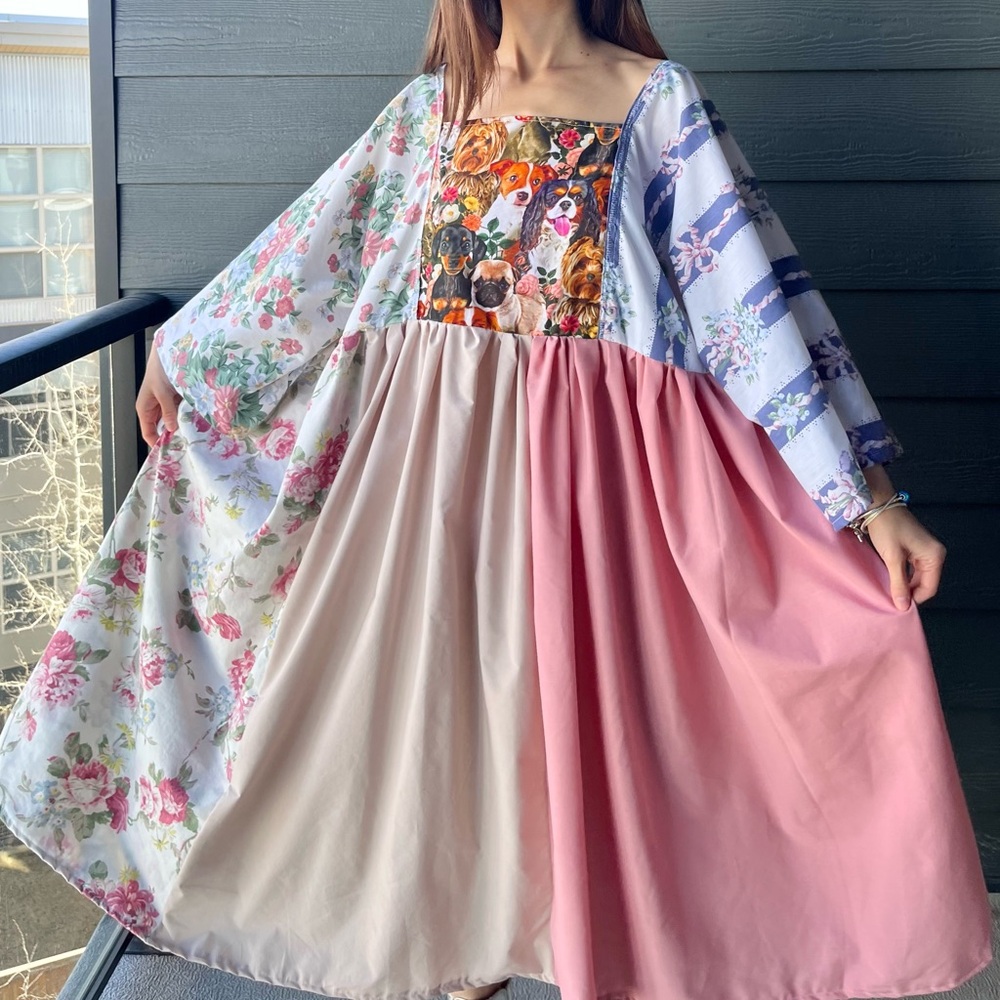Handmade Dog & Cat Relaxed-Fit Rose Canvas Jasmine Dress – SKU 03194